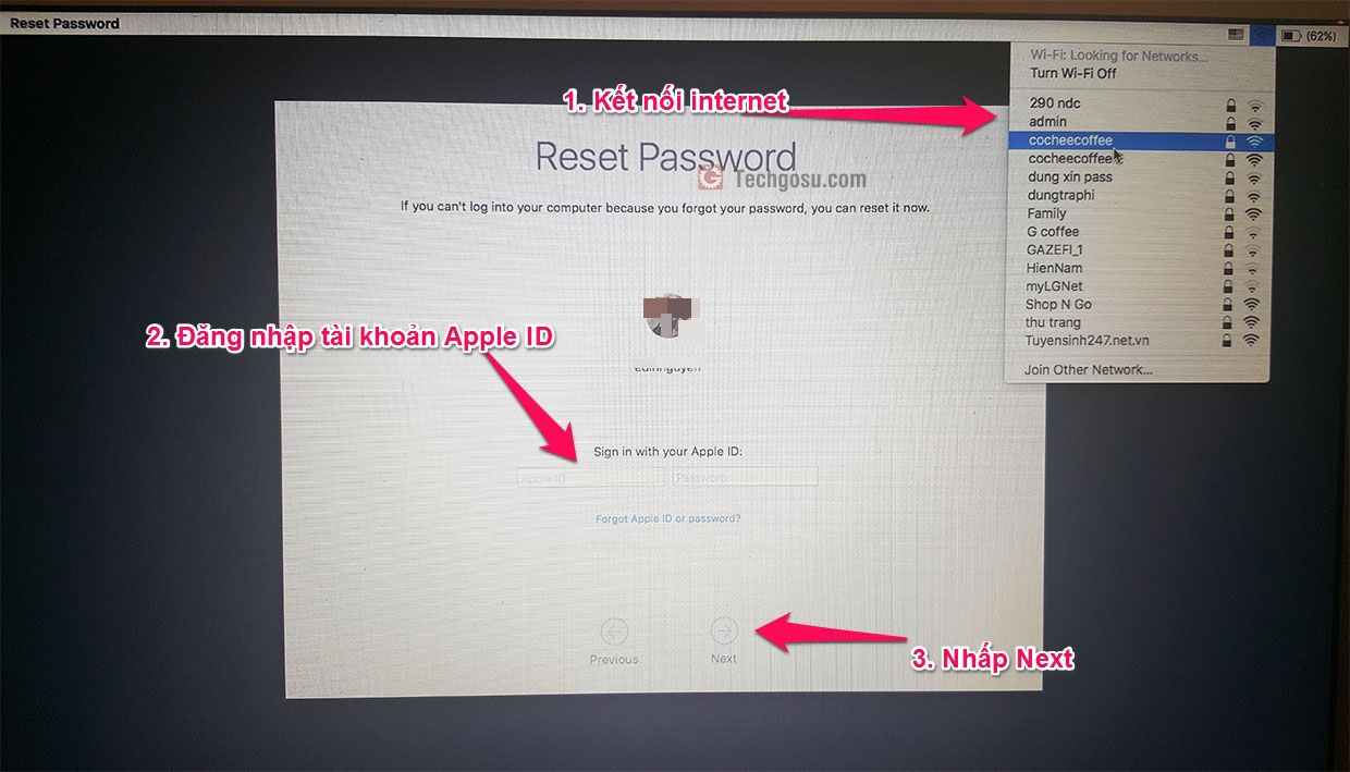 reset mật khẩu macos