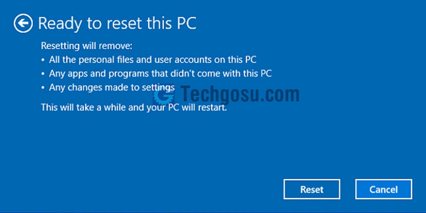 reset windows 10 laptop