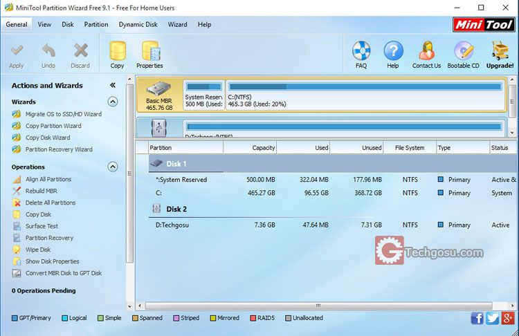 giao diện minitool partition wizard