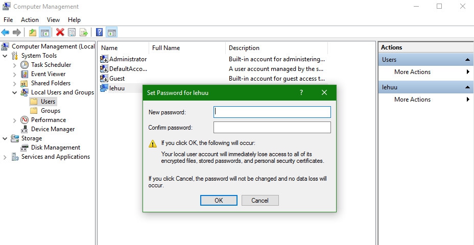 reset password windows 10